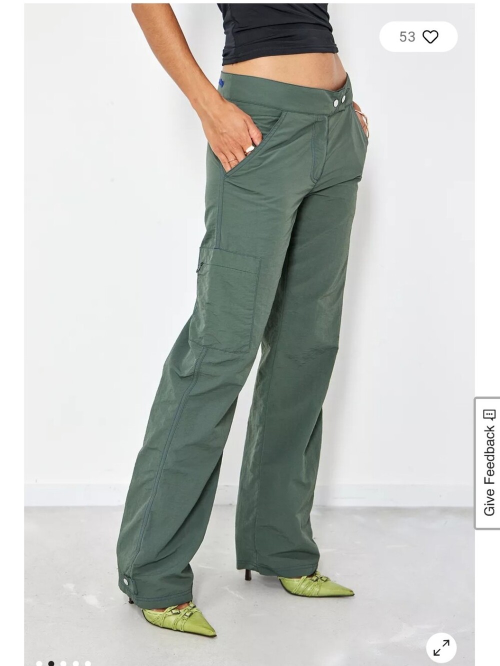 Peachy Den Nwt Slate Green The Fara Cargo Pants Size Medium